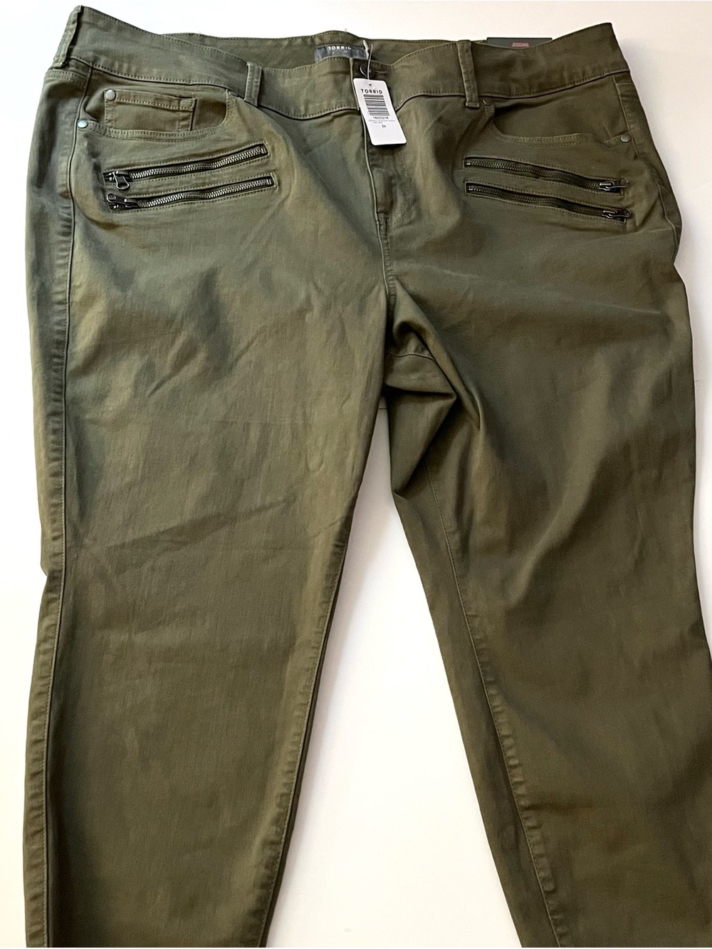 Torrid Skinny High-Rise Multi-Zip Jeggings in Olive Green
